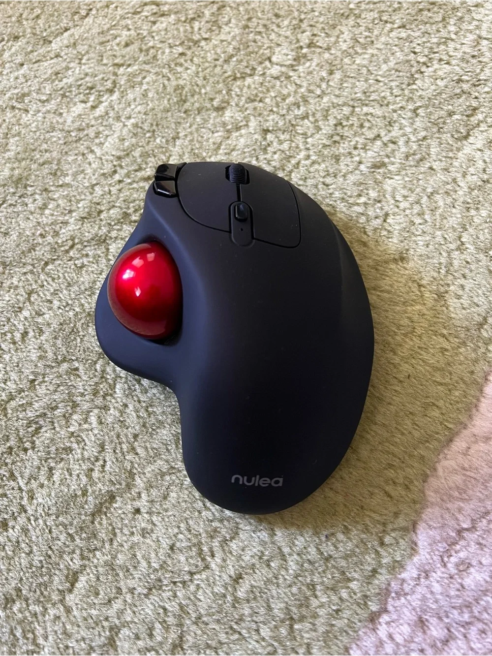 Nulea Black Wireless Ergonomic Trackball Mouse with Red Trackball